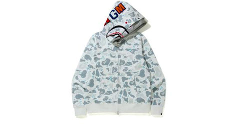 BAPE White Space Camo Shark Full Zip Double Hoodie