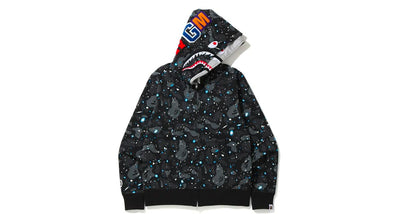 BAPE Space Camo Shark Full Zip Double Hoodie