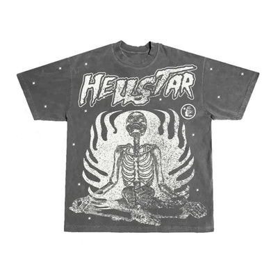 Hellstar Airbrushed Skull Flare Bottom Sweatpants Midnight Dye