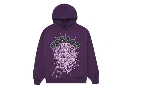 Sp5der Purple Web Hoodie Rhinestone